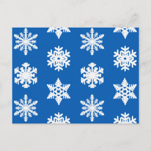 Carte Postale Snowflakes Ikat - Cobalt bleu et blanc
