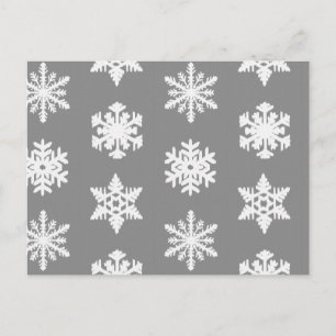 Carte Postale Snowflakes Ikat - Gris de charbon et blanc