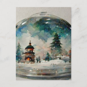 Carte Postale Snowglobe à la surface de l'eau à Noël