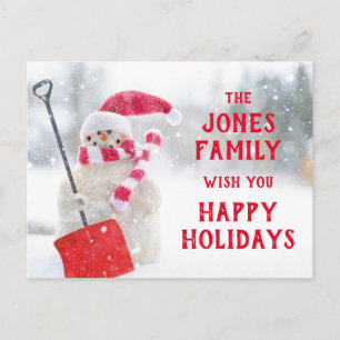 Carte Postale Snowman Avec Chaussure