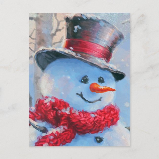 Carte Postale Snowman dans les bois (Devant)