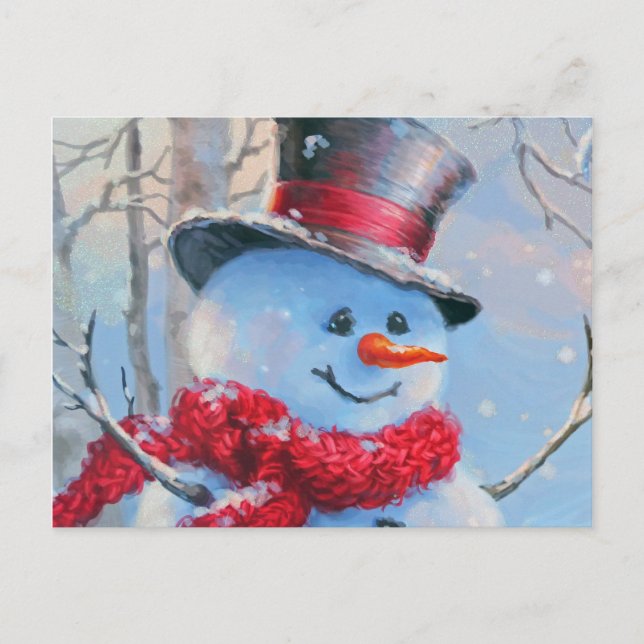 Carte Postale Snowman dans les bois (Devant)