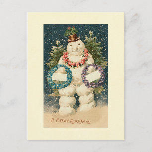 Carte Postale Snowman décoré de la couronne
