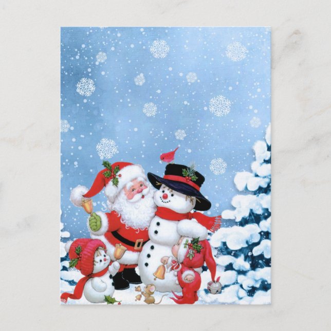 Carte Postale Snowman et Père Noël (Devant)