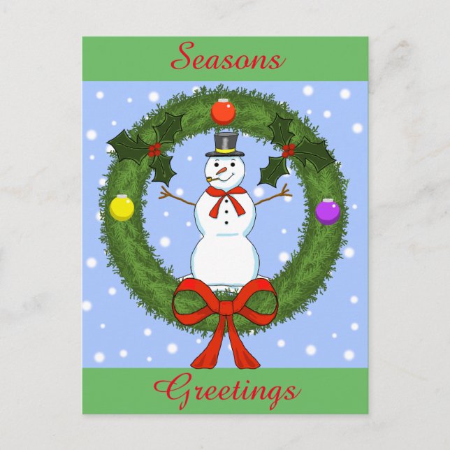 Carte postale Snowman Holiday (personnalisable) (Devant)