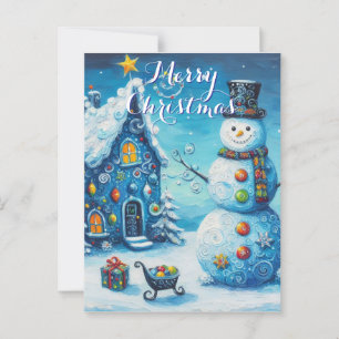 Carte Postale Snowman House présente Noël personnalisé