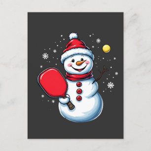 Carte Postale Snowman Jouer Pickleball Sport Amateur de Noël