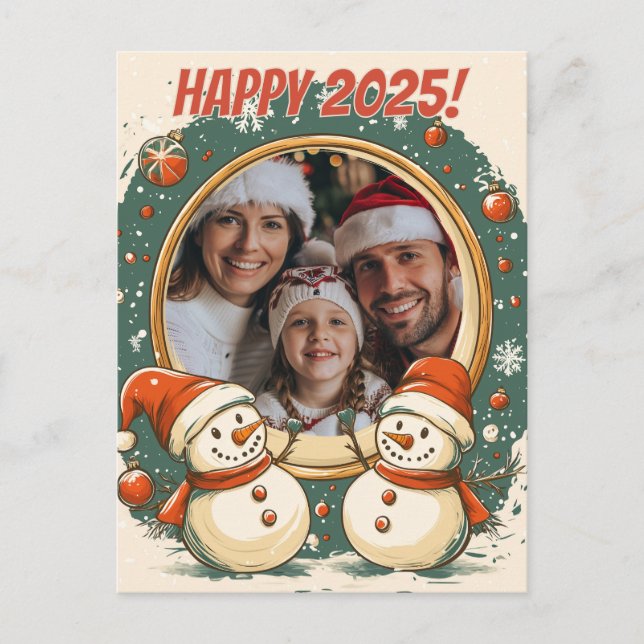 Carte Postale Snowman personnalisable Bonne année (Devant)
