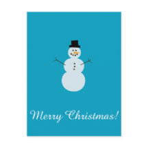 Snowman sur Arrière - plan bleu. Joyeux Noël!