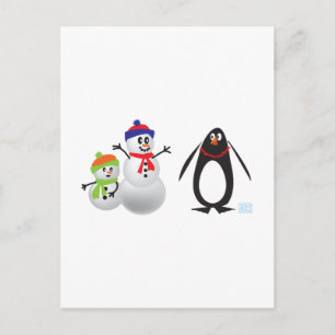 Carte Postale Snowmen and Penguin