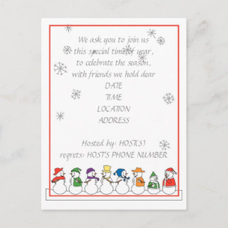 Carte Postale Snowmen Fête Invitation