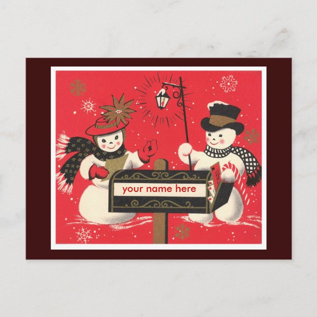 Carte Postale Snowmen vintage (Devant)