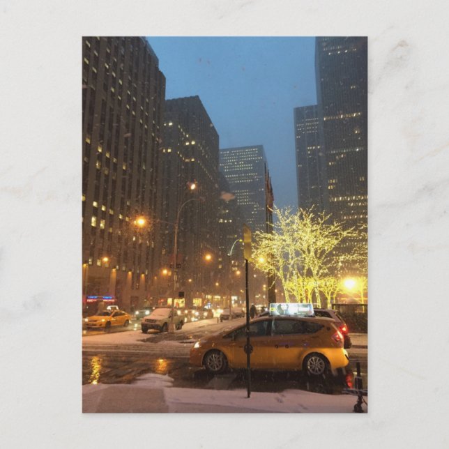 Carte Postale Snowy Morning Rockefeller Centre Sixième Avenue NY (Devant)