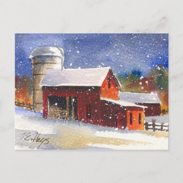 Carte Postale Snowy Pennsylvania Barns (Devant)
