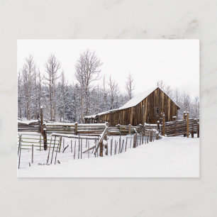 Carte Postale Snowy Rural Grange Scène Photo De Vous Penser