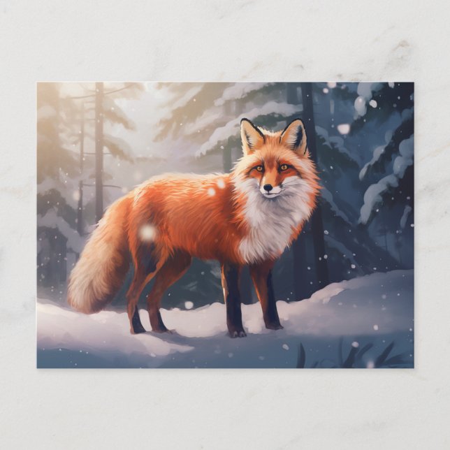 Carte postale Snowy Winter Fox (Devant)