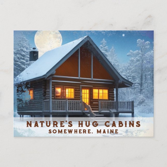 Carte Postale *~* Snowy Woods Cabine Night Pleine lune AP49 (Devant)