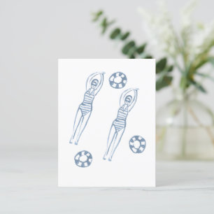 Carte Postale Snychro artistique nageurs Illustration bleue