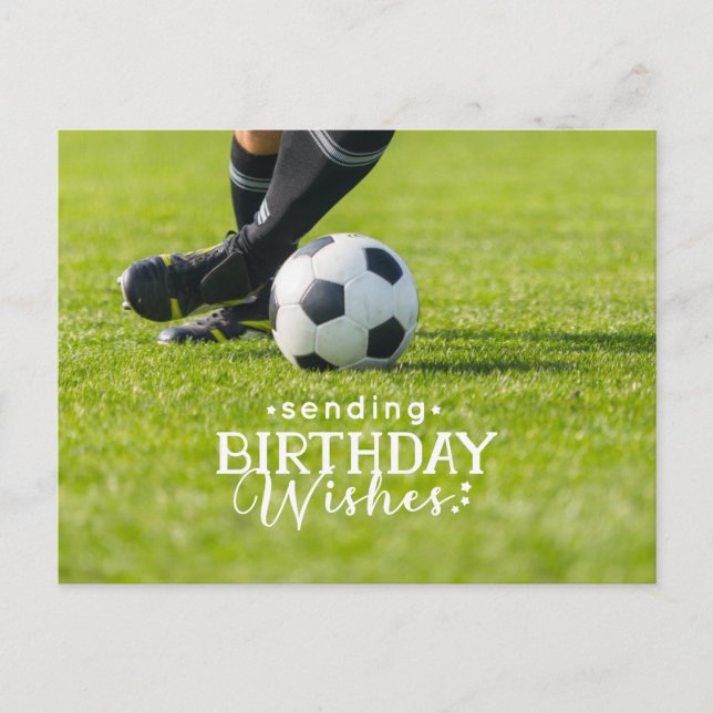 Carte Postale Soccer Anniversaire avec balle et Joyeux Anniversa (Devant)