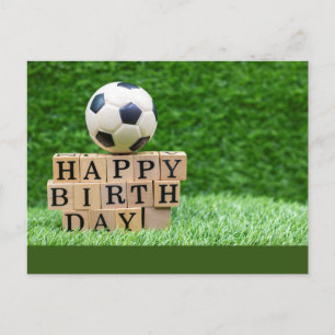Carte Postale Soccer Anniversaire avec balle et Joyeux mot d'ann