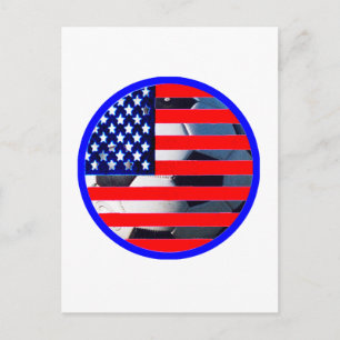 Carte Postale Soccer Ball & USA Drapeau2 Le MUSÉE Zazzle Blue-C