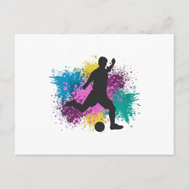 Carte Postale Soccer Grungy Couleur Splashes (Devant)