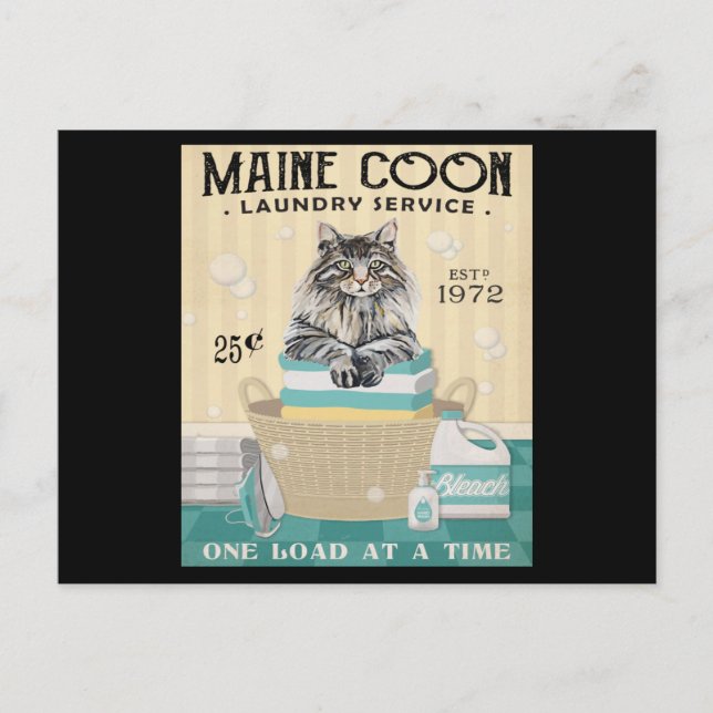 Carte Postale Société de blanchisserie de chat Maine Coon 2 (Devant)