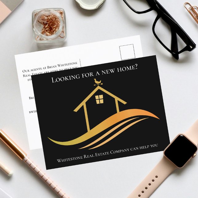 Carte Postale Société immobilière personnalisée Black Gold (Créateur téléchargé)