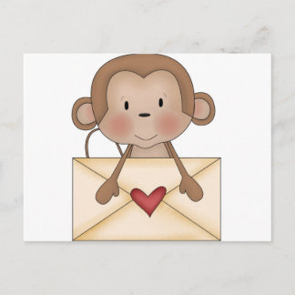Carte Postale Sock singe avec lettre d'amour