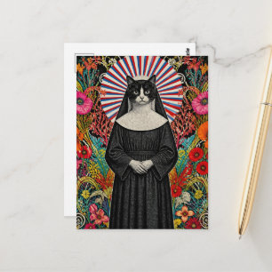 Carte Postale Sœur Kitty la nonne chat