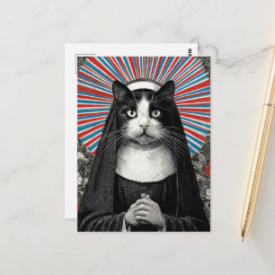 Carte Postale Sœur Kitty unique la nonne chat