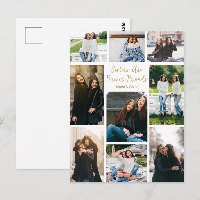 Carte Postale Sœurs amies pour toujours Collage de photos Citati (Devant / Derrière)