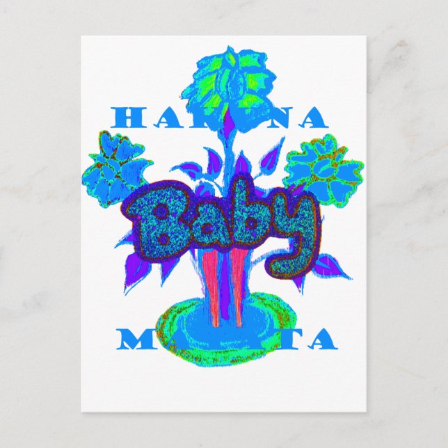 Carte Postale Soft Cyan Blue Flower Art : A Baby's Touch. (Devant)