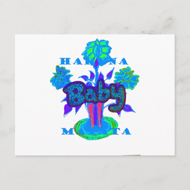 Carte Postale Soft Cyan Blue Flower Art : A Baby's Touch. (Devant)