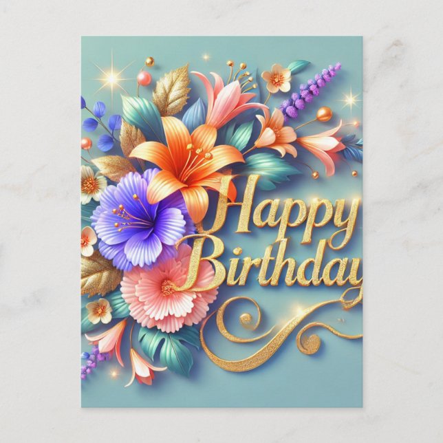 Carte postale Soft Floral Anniversaire (Devant)