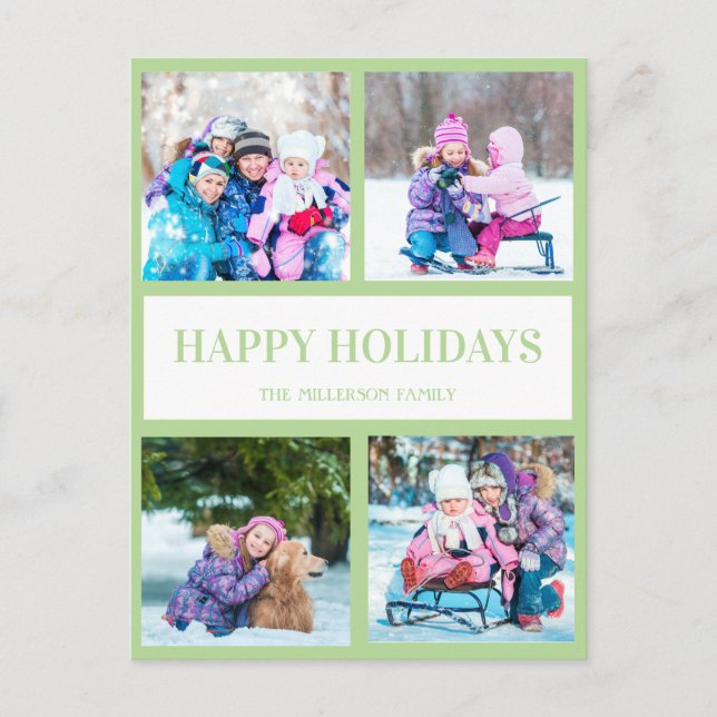 Carte Postale Soft Green Multi Photo Noël Fête de Noël (Devant)