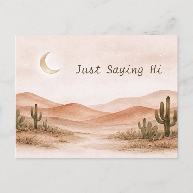 Carte Postale Soft Neutral Desert Moonlight Cactus Landscape (Devant)