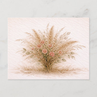 Carte Postale Soft Neutral Wildflower Pampas Grass Botanical 