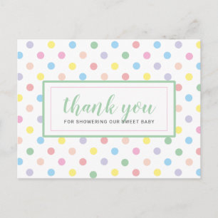 Carte Postale Soft Pastel Baby shower Pois Merci
