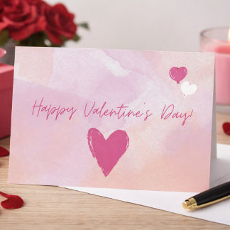 Carte Postale Soft Pink Watercolor Happy Valentine’s Day