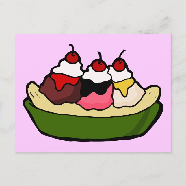 Carte Postale Soin à la crème glacée sucrée à la Banana Split (Devant)