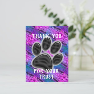 Carte Postale Soins aux Animaux Stripe Patte de Chien Remercieme