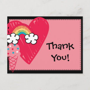 Carte Postale Soins doux Coeur arc-en-ciel Anniversaire Merci