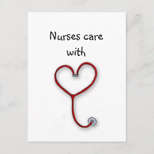 Carte Postale Soins infirmiers avec coeur - Cadeau des infirmièr