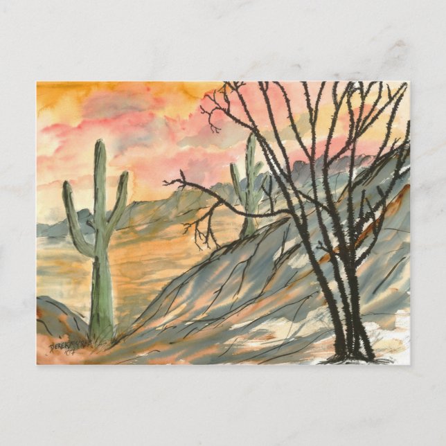 Carte Postale soirée arizona sud-ouest paysage art (Devant)