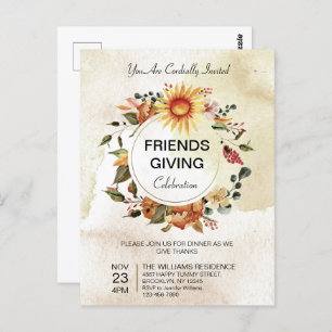 Carte Postale Soirée d'Amabilité Thanksgiving Tournesol d'automn