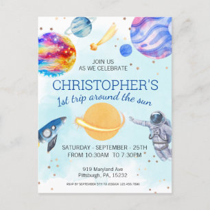 Carte Postale Soirée d'anniversaire de Boy Astronaut Space