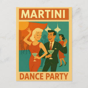 Carte Postale Soirée Dansante Martini du Milieu du Siècle