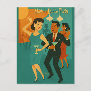 Carte Postale Soirée Dansante Martini du Milieu du Siècle