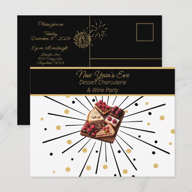 Carte Postale Soirée de desserts et de vins pour le réveillon du (Devant / Derrière)